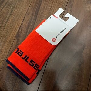 Castelli Men's Vibrant Orange Cycling Socks biking cycling NWT NEW Distanza 20